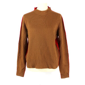Essentiel Antwerp Cama Two Tone Cashmere Sweater Brown Red Pullover Size L